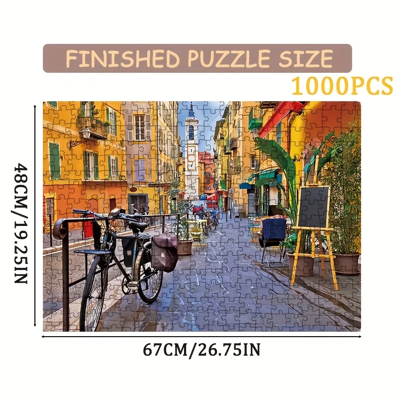 مجموعة ألغاز صغيرة للبالغين مكونة من 1000 قطعة - مشهد شارع ملون بتنسيق كبير (26.4 × 18.9 بوصة) فكرة هدية فريدة من نوعها لديكور المنزل #4
