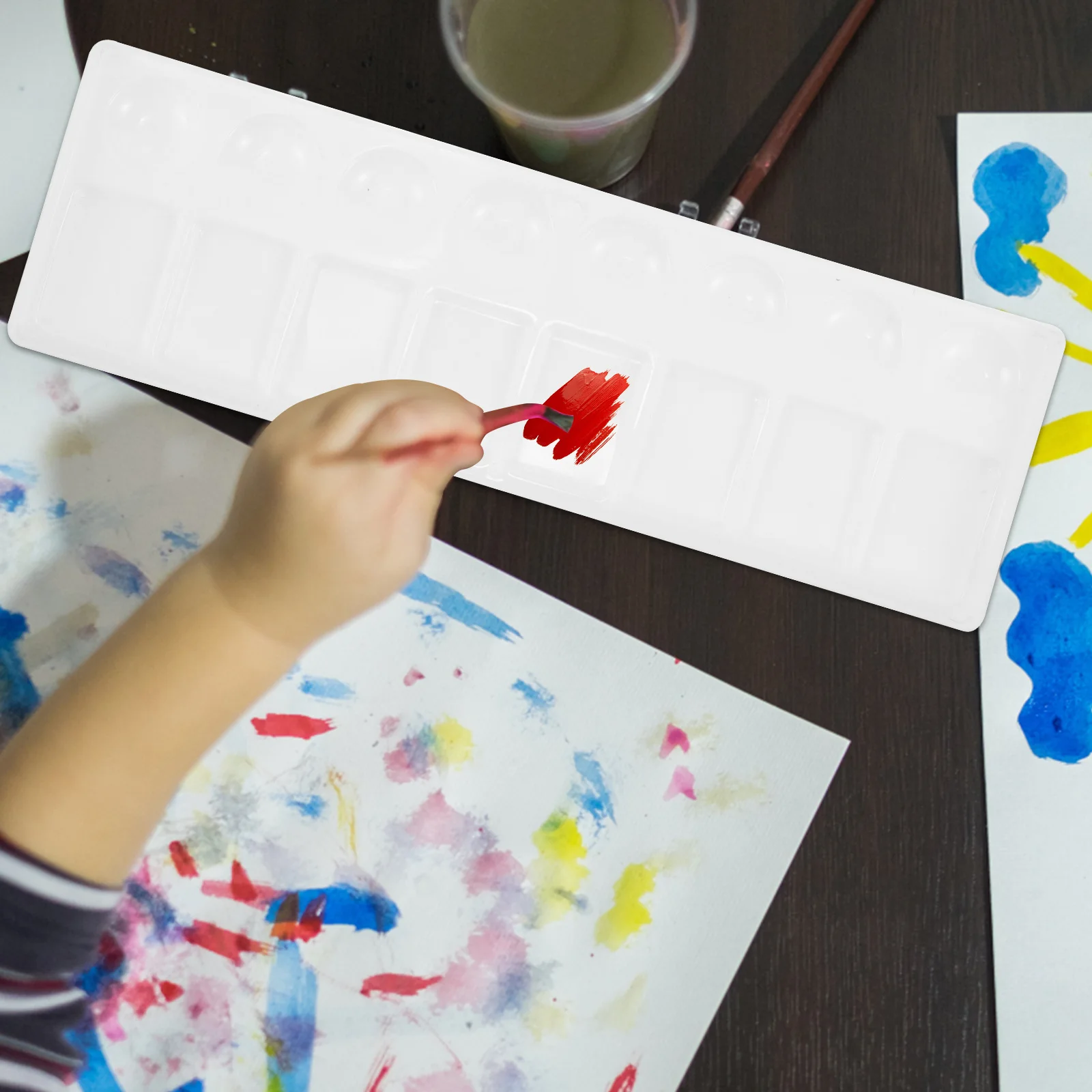 

16 Cells White Plastic Watercolor Palette Kids Paint Tray Mixing Trays Pigment Plates Painting Tools Art Supplies