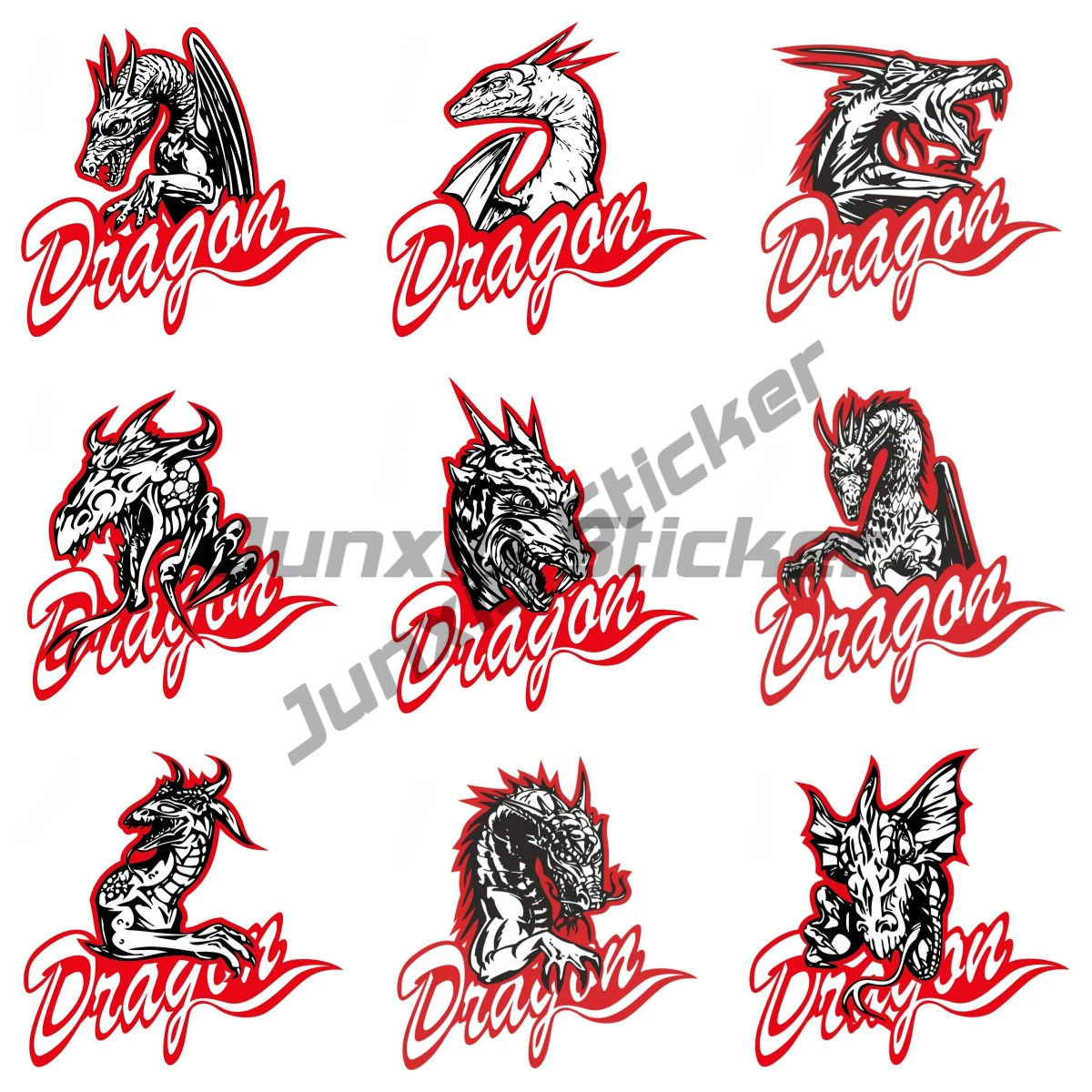 

Red Dragon Logos Sticker Vinyl Self-adhesive Vehicle Car Wall Motorcycle SUV Bumper Laptop Car Styling Car Accessories Decals