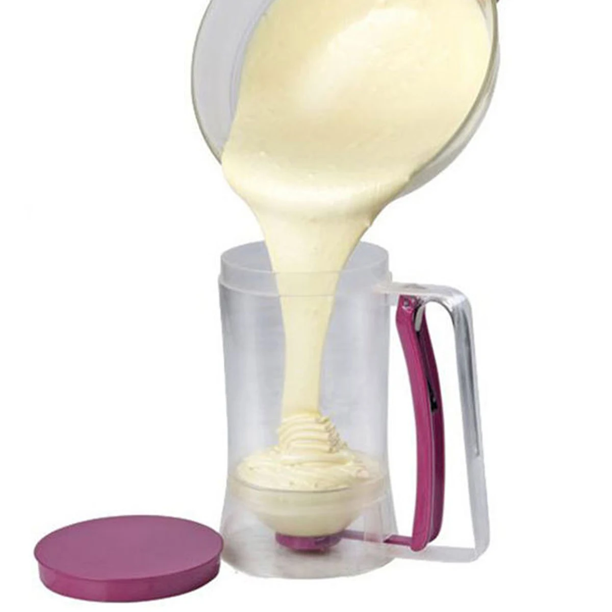 900ml Batter Separator Pancake Batter Dispenser with Squeeze Handle Bracket Handheld Cream Speratator Measuring Baking Tools