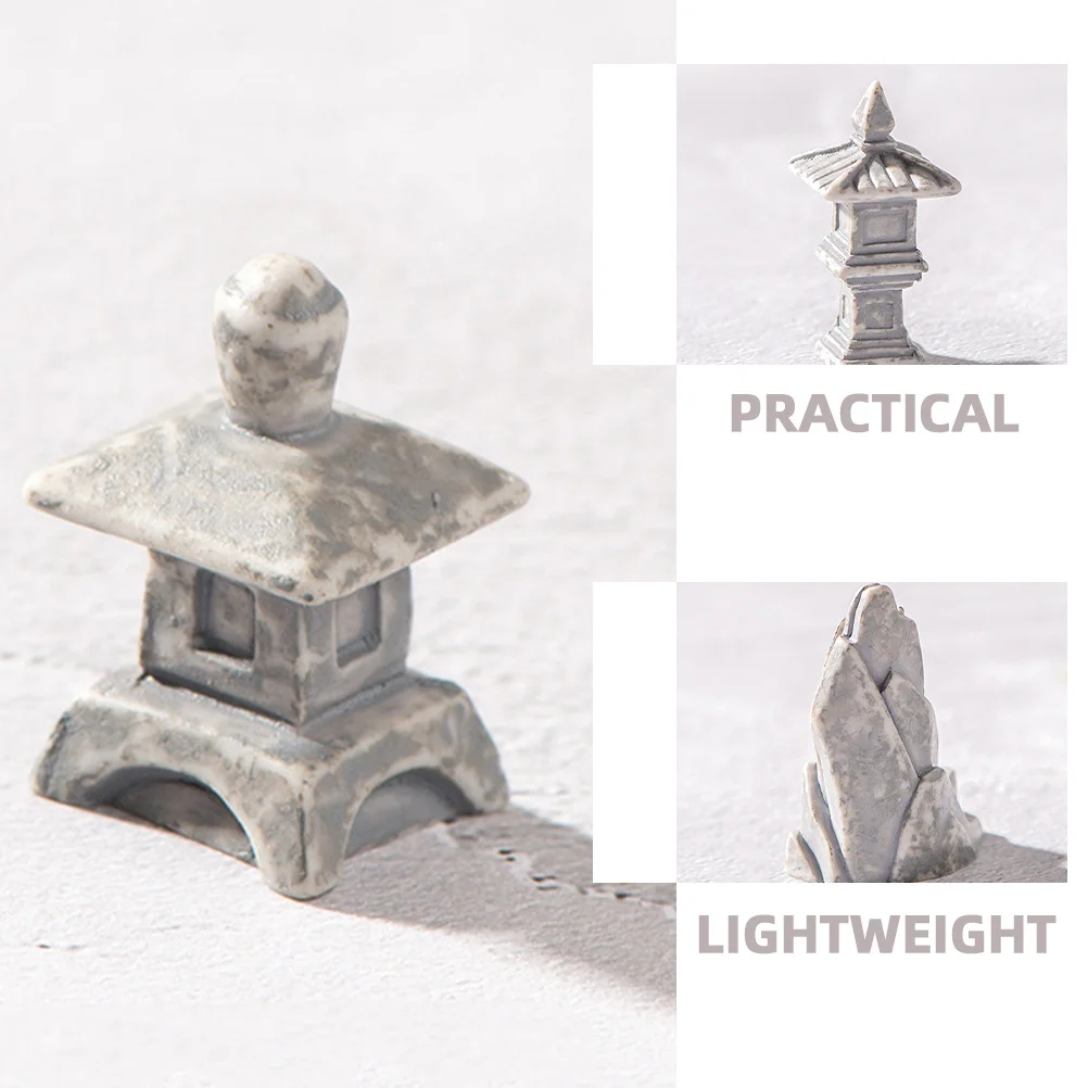 

1 Set Mini Rockery Adornment Resin Fake Bonsai Rockery, Zen Garden Decor, Micro Landscape Ornament, Pagoda Kit, Indoor Outdoor