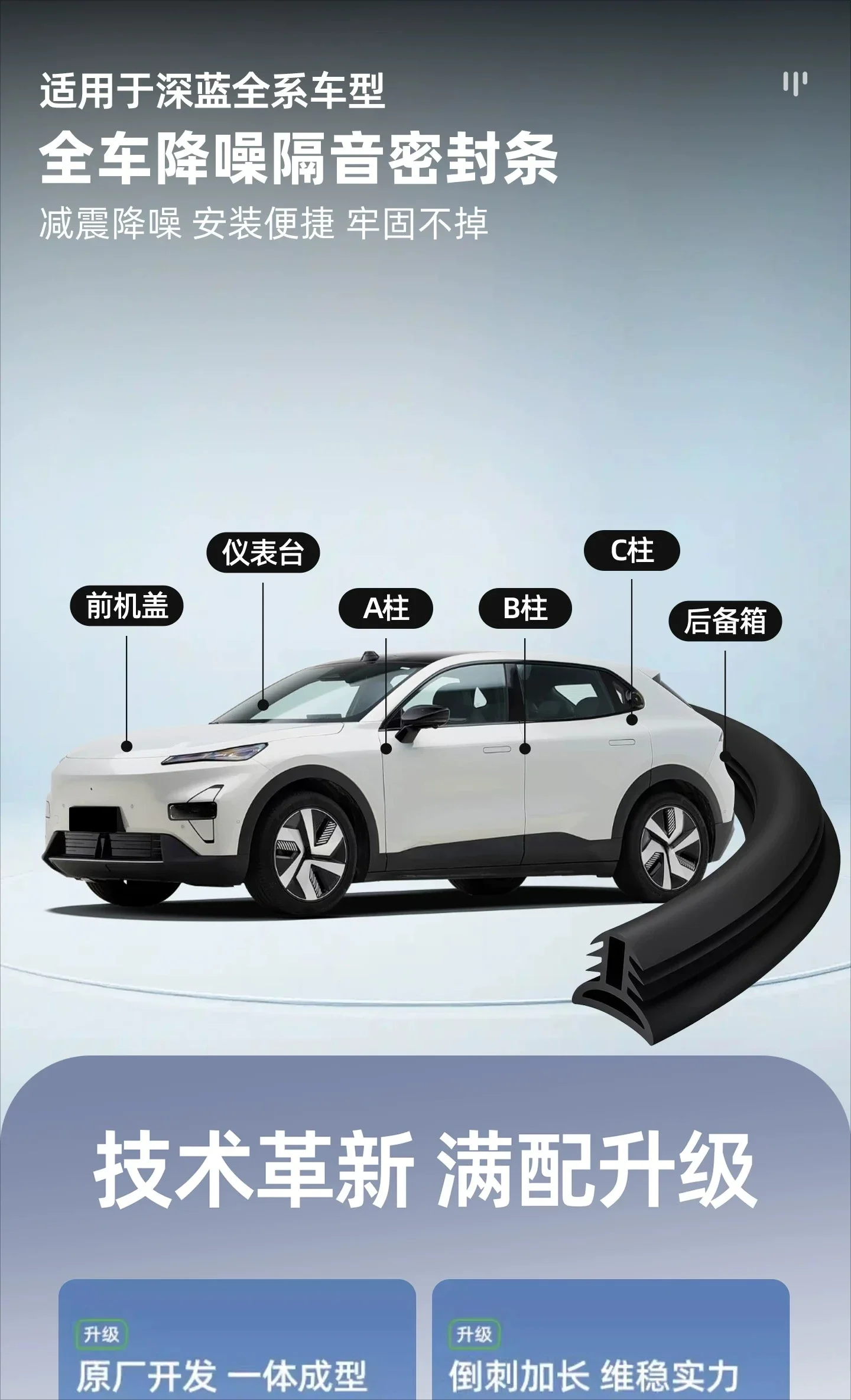 For Changan Deepal S05/S07/L06/L07 Whole Car Sealing Strip Sound Insulation Door Gap A/B/C Pillar Central Control Seal Strips detail image 1