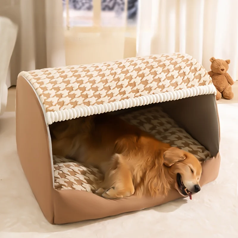 1pc Cozy Cartoon Pattern Dog Bed  Cat House Large Capacity Pet House with Removable Washable Cover Dog Accessories Pet Bed