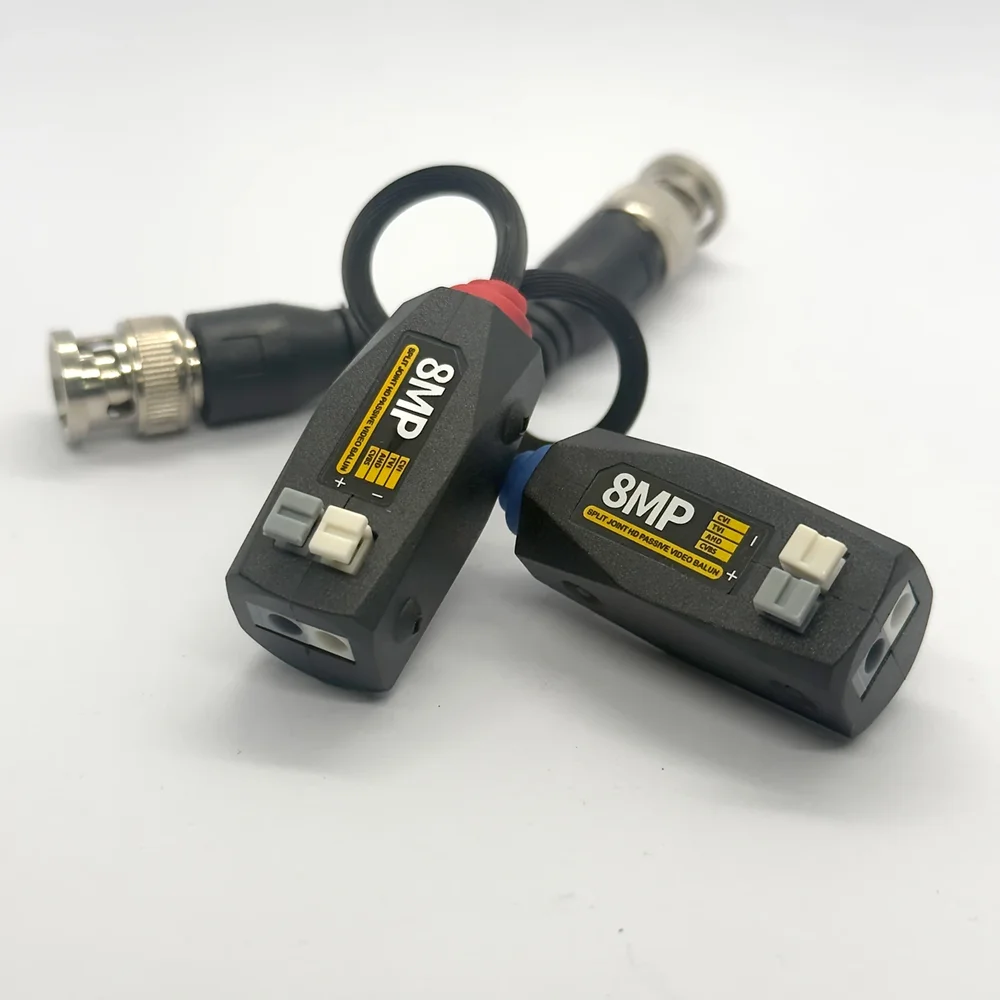 

Twisted BNC CCTV Video Balun Passive Transceivers Support AHD/CVI/TVI 8MP 4K Camera Cat5e/ Cat6 UTP Cable Connectors