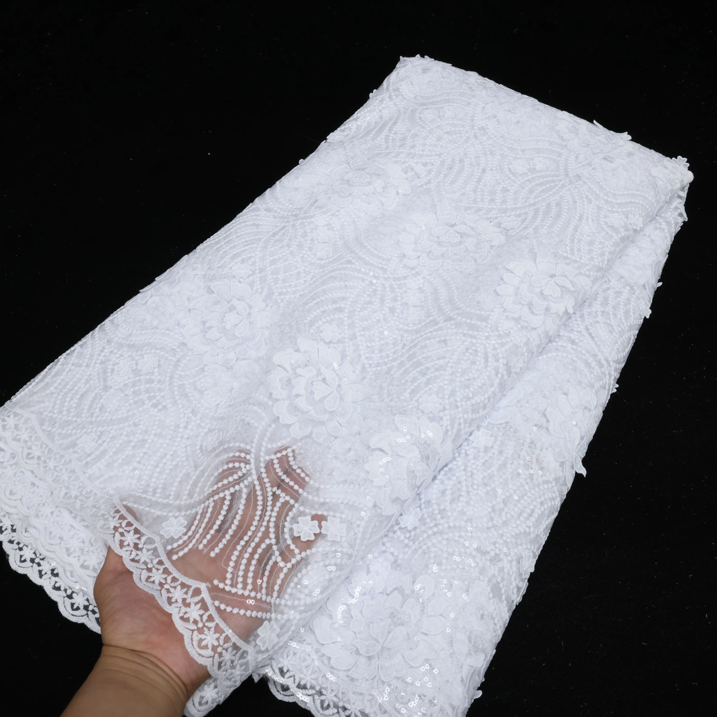 African Style Tissue Net Lace With Sequins Fabric Women Wedding Party Dresses Sewing Material For Women 5 Yards Tissue Cord Lace