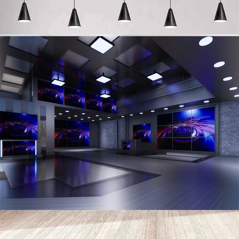 

News Studio Photography Backdrop Virtual News Media Newsroom TV Shows News Anchor Background Party Backdrop Wall Banner Poster