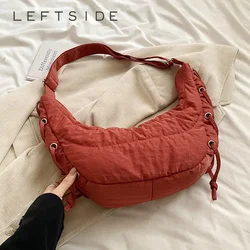 LEFTSIDE Soft Tie Design Cloth Big Underarm Bags Lady Shoulder Bag for Women 2024 Trend Retro Fashion Y2K Handbags and Purses