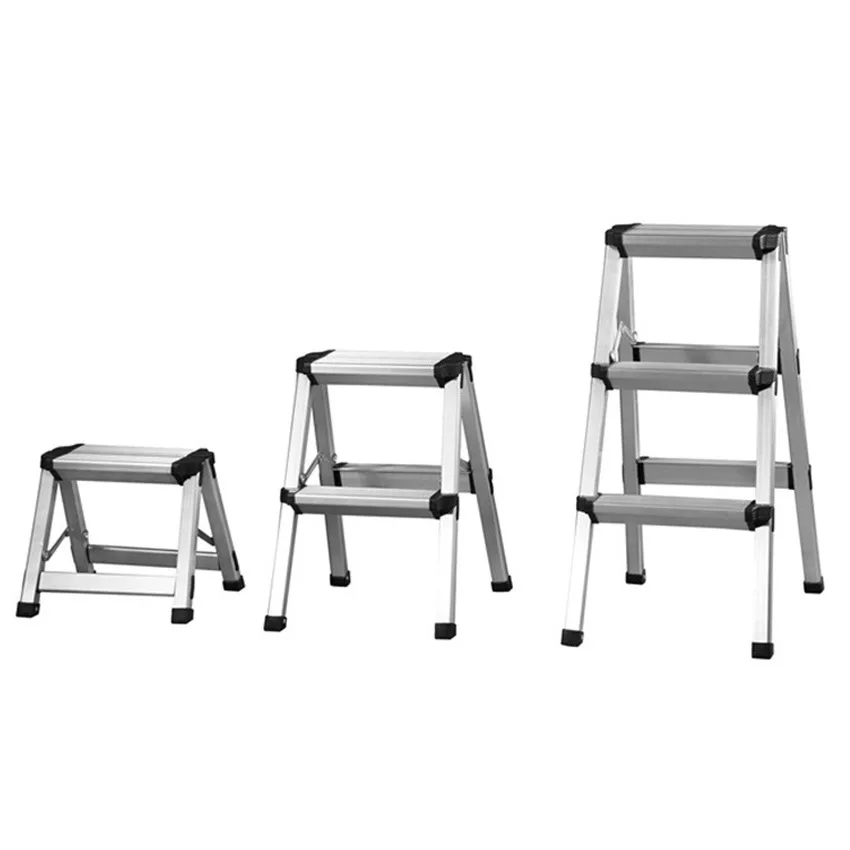 Aluminum A-Frame Step Ladder for Home Use Foldable on Both Sides Japanese Style 3-Step Stool for Household Storage