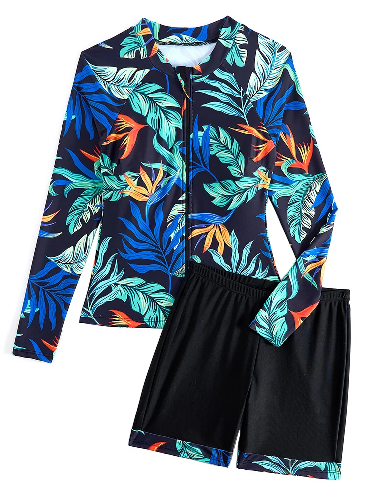 

Женский спортивный повседневный слитный купальник с длинным рукавом, завышенной талией и эффектом коррекции фигуры, идеально подходит для пляжного отдыха