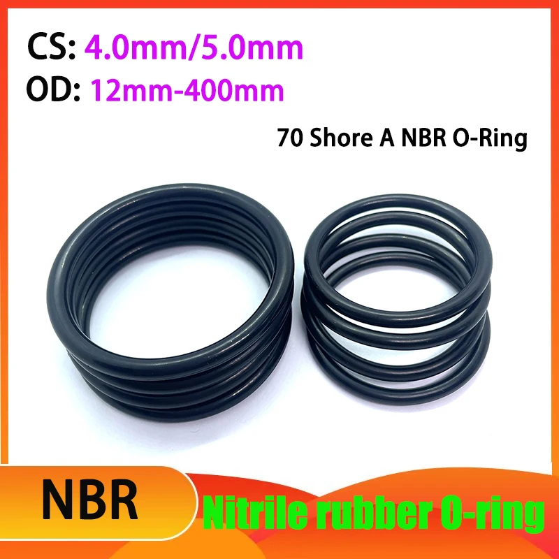 NBR Hardness 70 Shore CS 4.0mm/5.0mm Black Nitrile Rubber O-ring Outer Diameter 12mm-400mm Oil Seal Sealing Ring