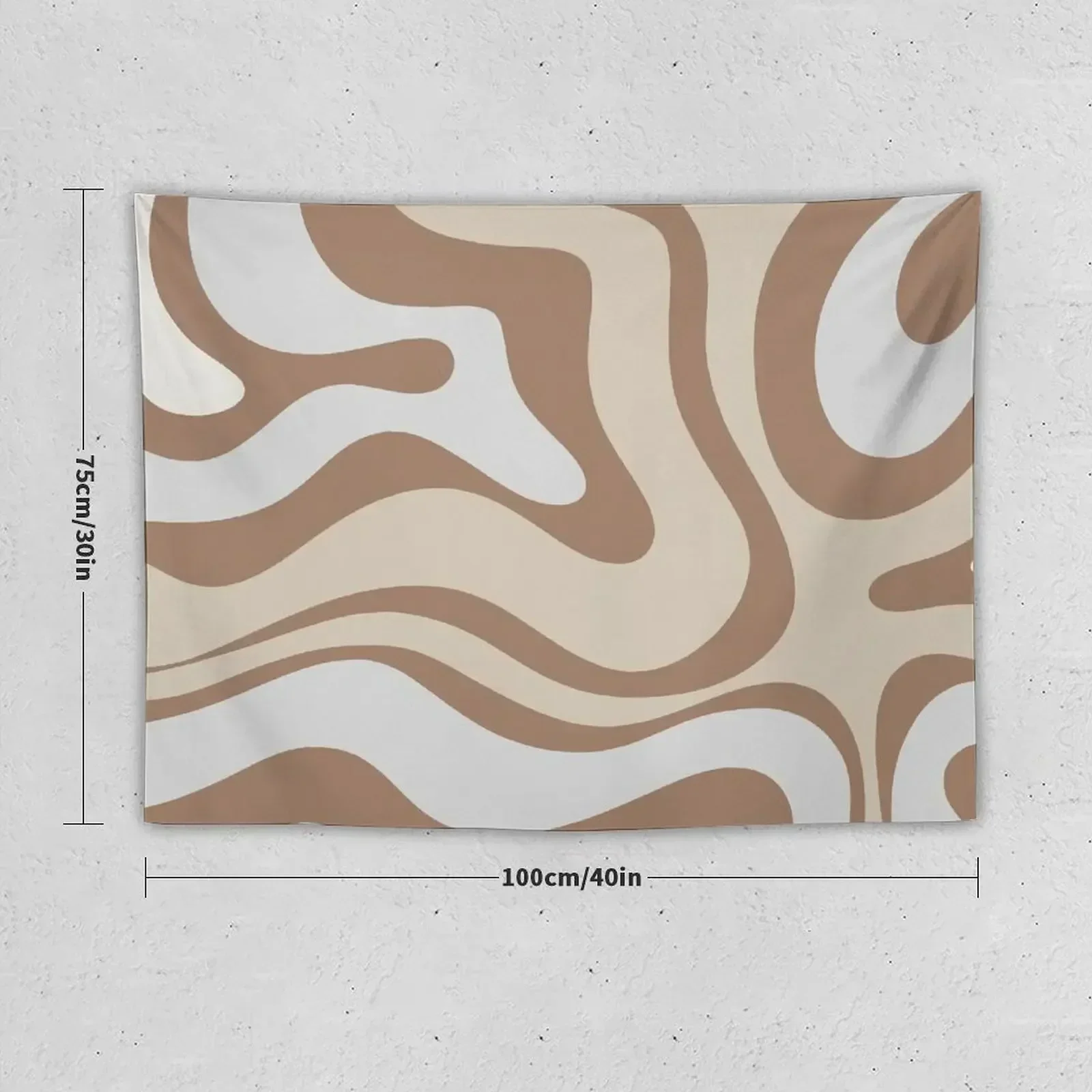 Modern Liquid Swirl Abstract Pattern Square in Coffee Brown and Light Silver Grey Tapestry Aesthetic Decoration Tapestry