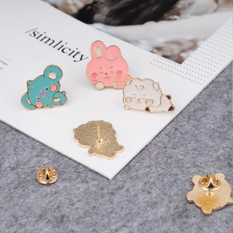 7Pairs Anime Cartoon Bt21 Tata Cooky Chimmy Badge Brooch Y2K Creative New Clothing Accessories Cute Jewelry Gift for Friends