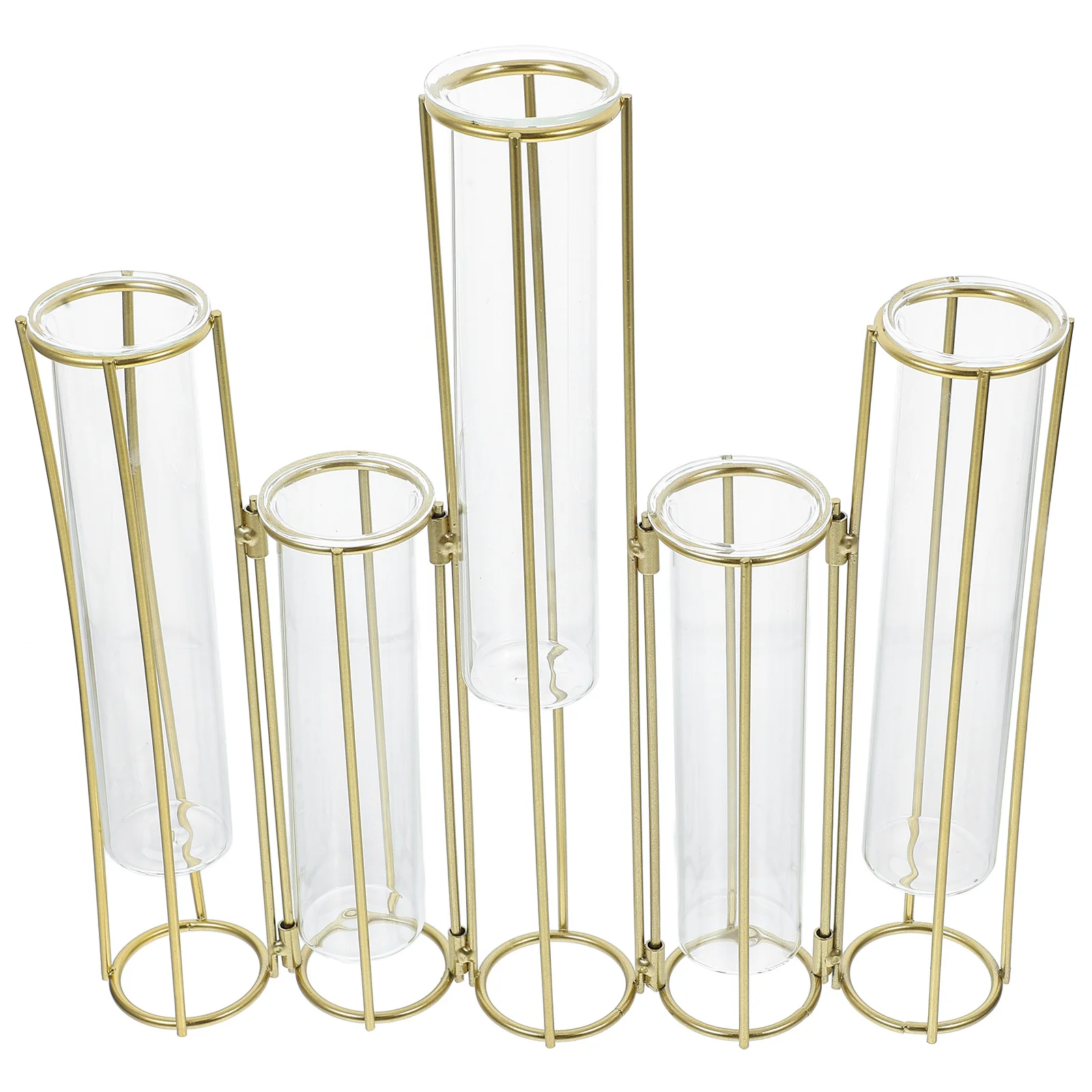 

Five-Link Test Tube Flower Vase Metal Frame Rotatable Hydroponic Glass Propagation Station Desktop Floral Arrangement Holder