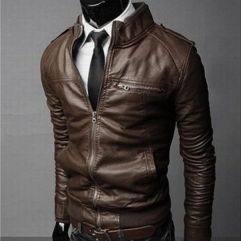 

2025 New Men's Motorcycle Leather Jacket Slim Fit Youthful Korean Design Slim Jacket​