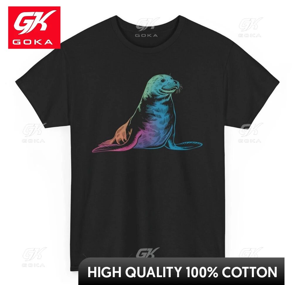 Sea Lion Graphic T Shirts Mens Clothing New in Tops & Tees Cotton Women Printed T-shirt Y2K Clothes Cute Funny Tshirt