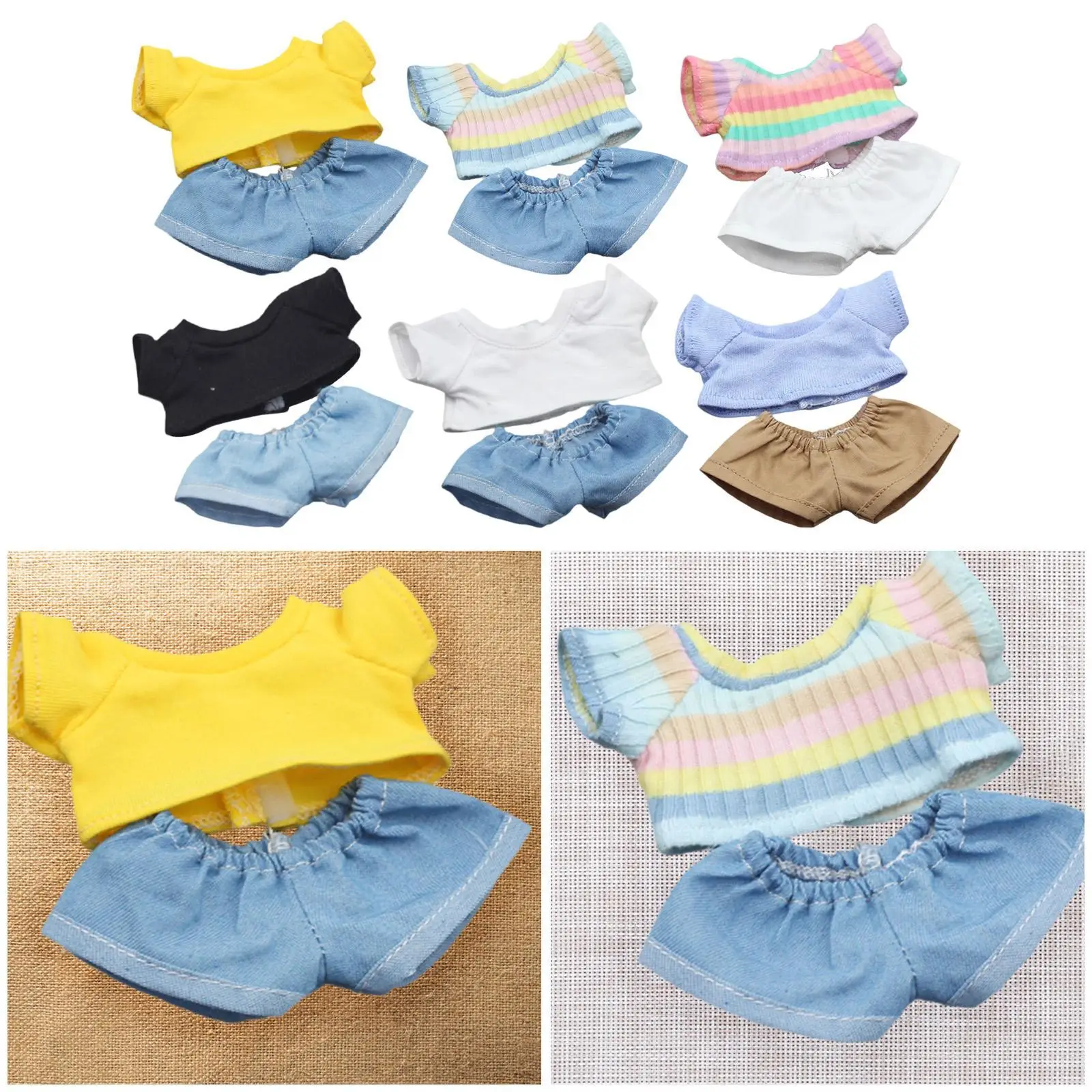 Stuffed Doll T Shirt and Pants Dress up Costumes Make Your Own Dolls for 5.91inch Doll