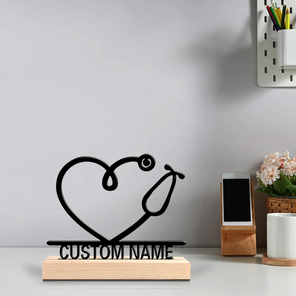 1pc love Creative Custom Letter Handicraft With Wood Base With Wood Base Study Desktop Decoration