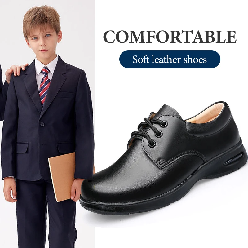 Campus Shoe Child Girl Middle School Student Shoe Children Boy Leather Shoes Early Boys Dress Shoes Soft Bottom Black High Kids