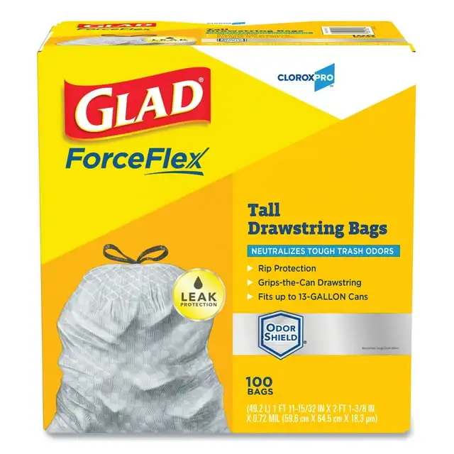 

Glad Bolsas Altas con Cordón para Cocina ForceFlex, 13 Galones, 100 Unidades
