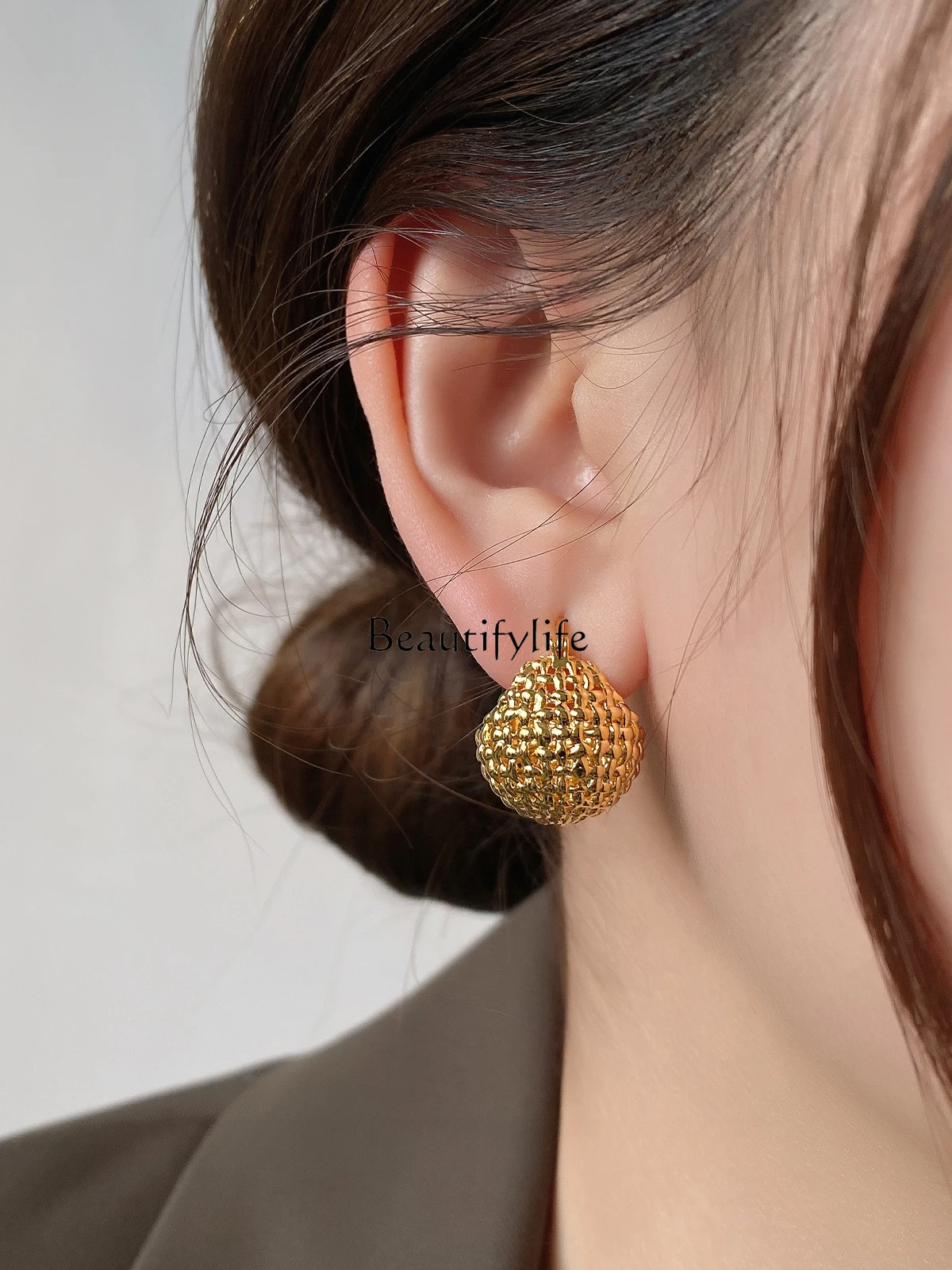 Metal Ball Earrings, High-Grade, Temperament Entry Lux, Summer