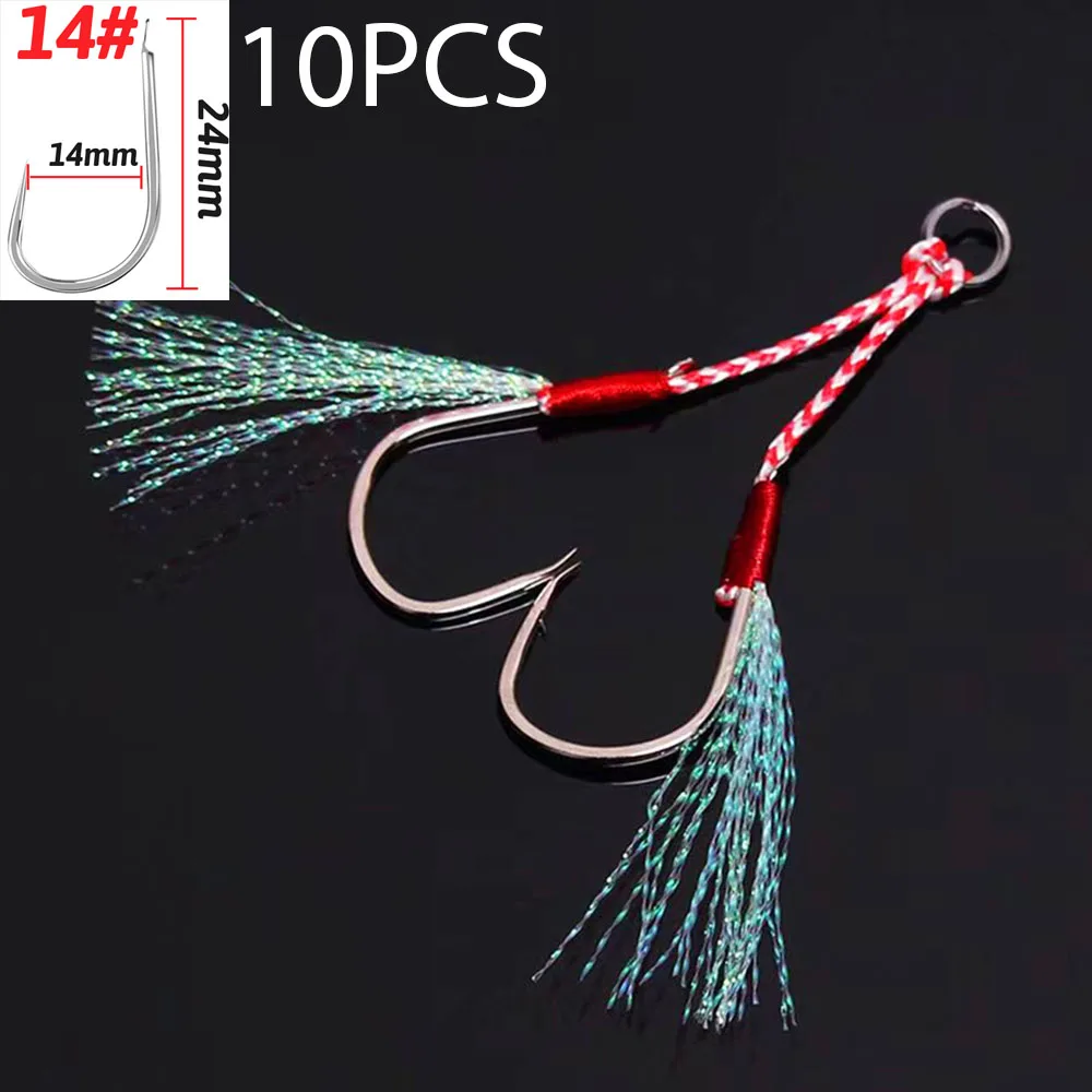 Cast Jig Assist Haken 10 Teile/los High Carbon Stahl Winkel Stacheldraht Gewinde Feder See Angelgerät Langsam Jigging Meer Pesca Angelhaken