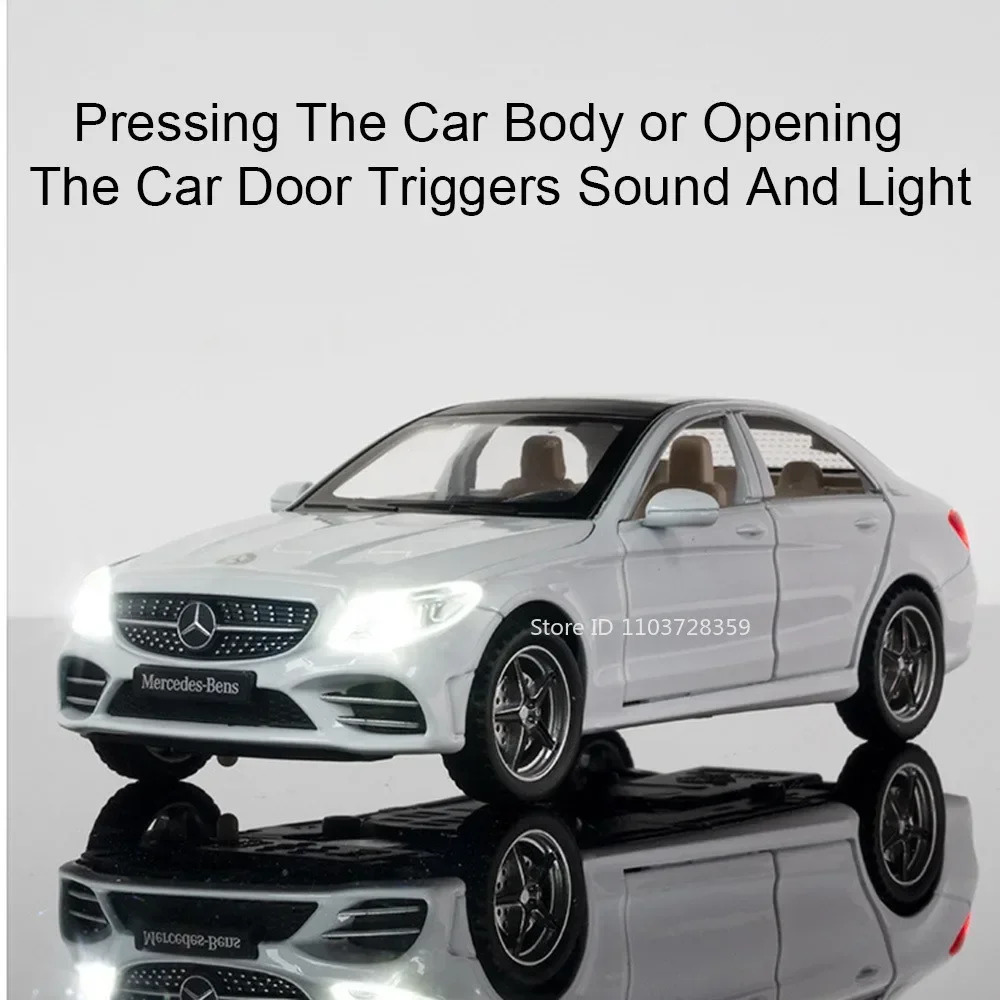 1:32 Miniature Model C260L E300L Toy Cars Alloy Diecast Sound Light Doors Opened Pull Back Rubber Tires Ornament for Kids Gifts