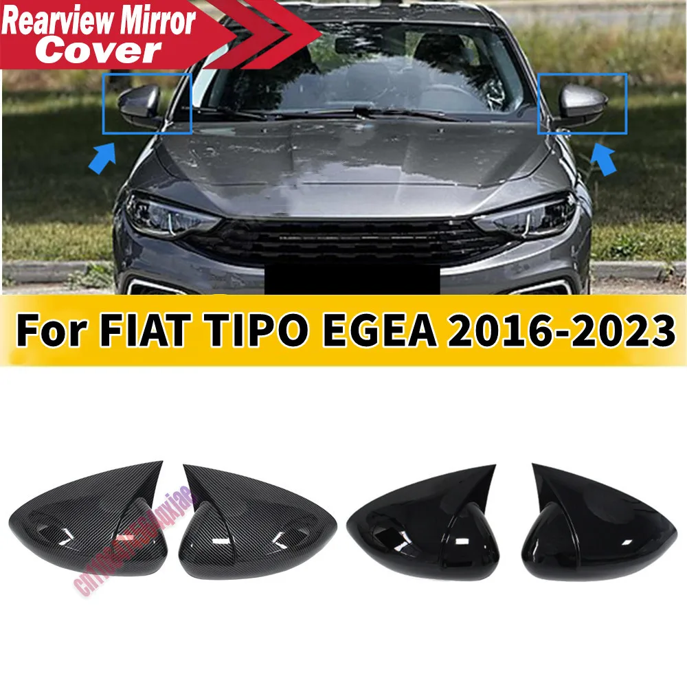 For Fiat Tipo Egea 2016-2023 ABS Car Rearview Side Mirror Cover Wing Cap Exterior Door Housing Trim Adhesive Sticker