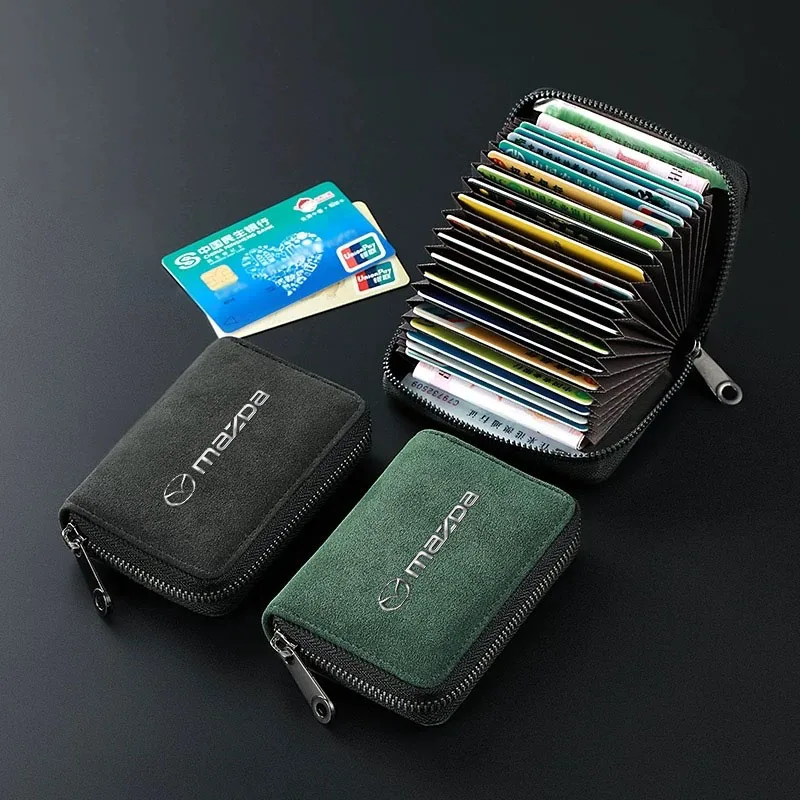 

Multi Slot Card Holder Wallet Bank Credit Card Bag Coin Pouch Leather Zipper Wallet for Mazda 3 6 CX5 2 CX3 CX9 MX5 RX8 Axela