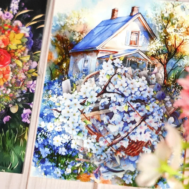 20 Stück PET-Impression-Serie, leichtes Retro-Blumenmaterial, tägliches Aufkleber-Set, Garten-Hintergrund, Sammelalbum, 143 x 93 mm