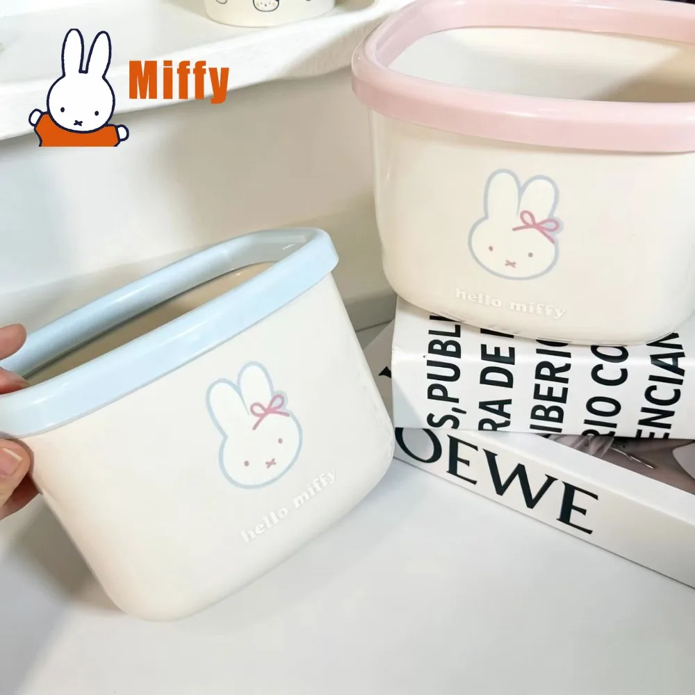 Kawaii Miffy Trash Can Cute Rabbit Mini Waste Bin Storage Bucket Pen Holder Office Dorm Table Garbage Organizer Gift