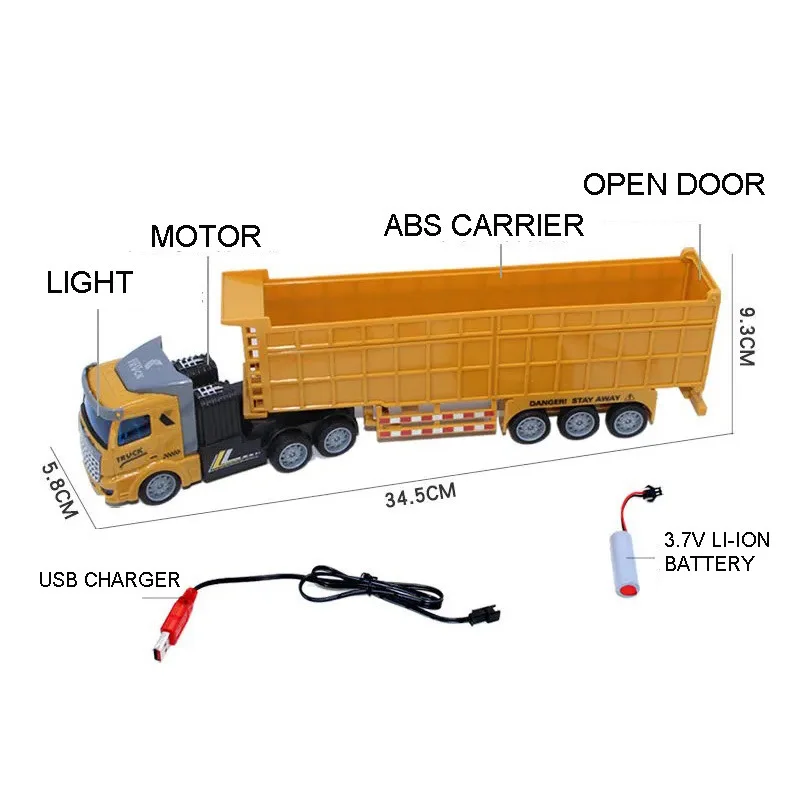 1:48 RC Engineering Truck Semi-Trailer Heavy-Duty Transport Container Vehicle Remote Control Dump Truck Simulation Toys for boys