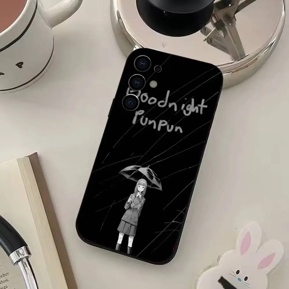 Capa de telefone comics g-goodnight p-punpun para samsung s25, s24, s21, s22, s23, s30, ultra, s20, plus, fe, lite, capa preta macia