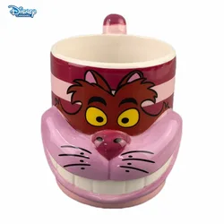 Disney Alice in Wonderland Cheshire Cat Mark 3D Stereo Cartoon Pink Breakfast Milk Coffee Mug Creative Ceramic Cup