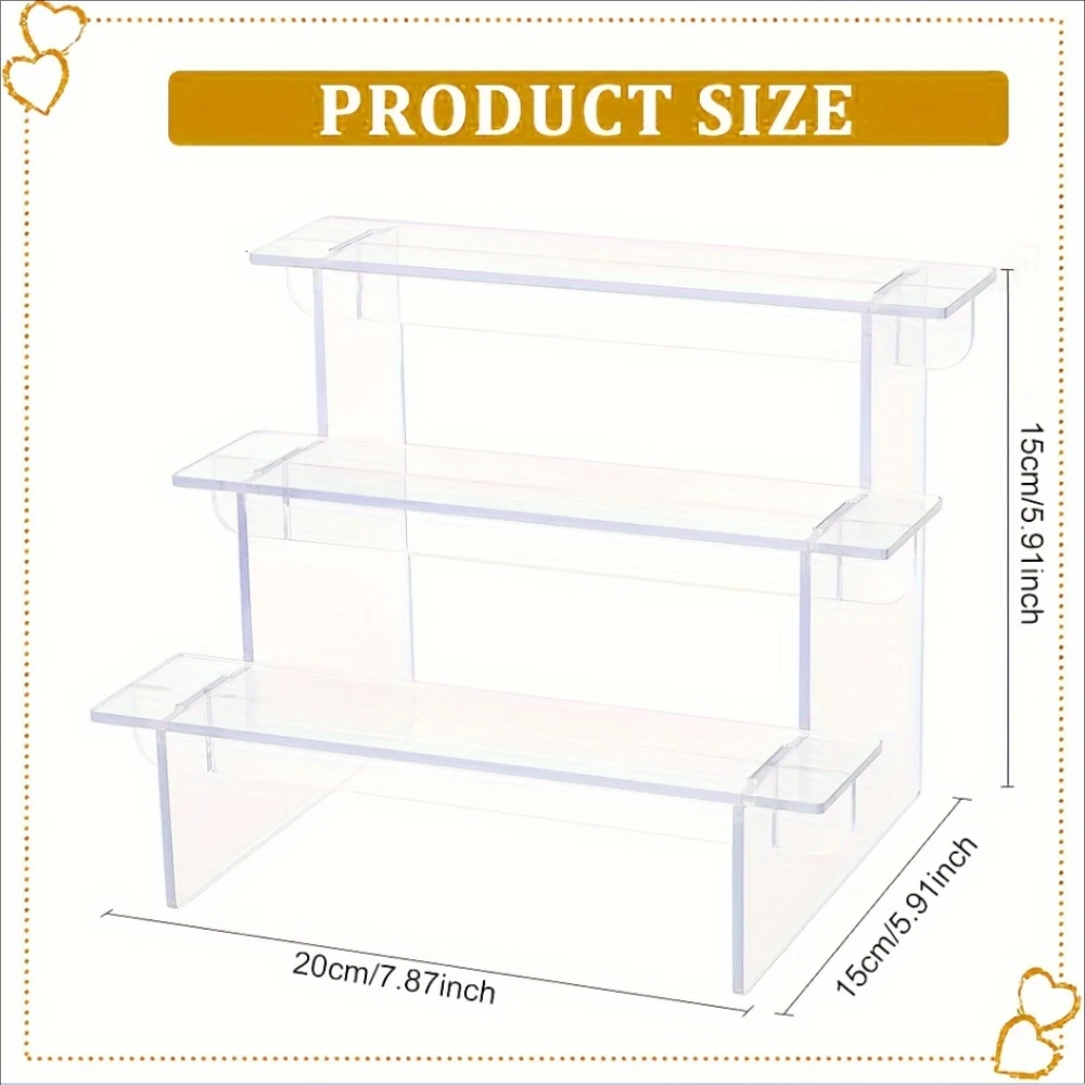 3-5 Tier Acrylic Display Stand Transparent Ladder Display Riser Rack For Cupcake Perfume Jewelry Doll Figures Décor Organizer