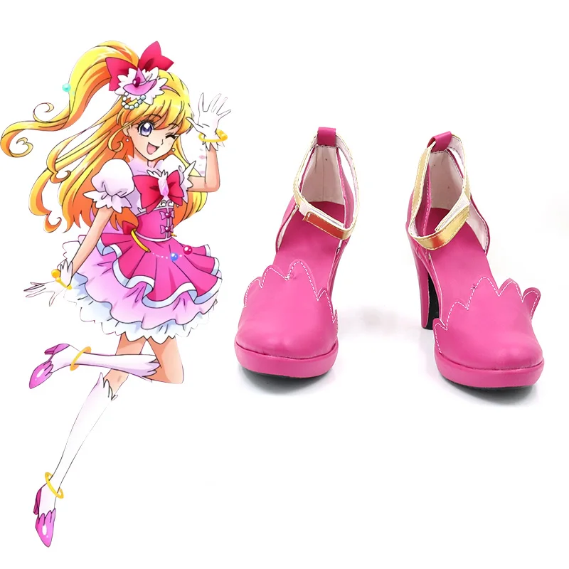 Maho Girls Precure Asahina Mirai Cure Miracle Cosplay Shoes Boots Anime Halloween Party Pink High Heel Shoes Custom Made