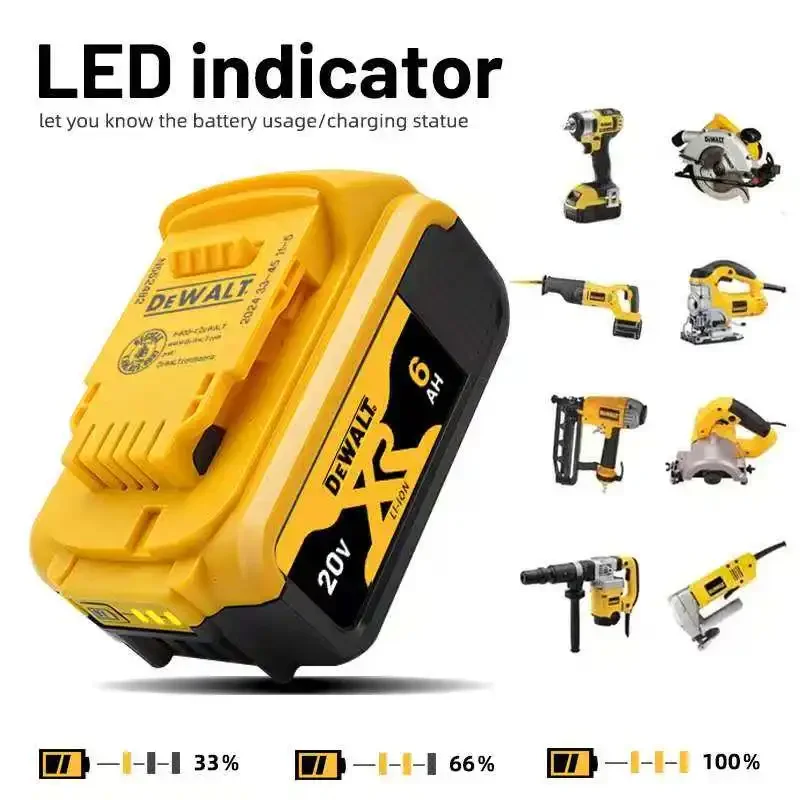 100% original DEWALT 20V battery, DEWALT power tools, DCB205, DCB206, DCB200 MAX, 20V, 6AH, DEWALT lithium battery, 22V charger