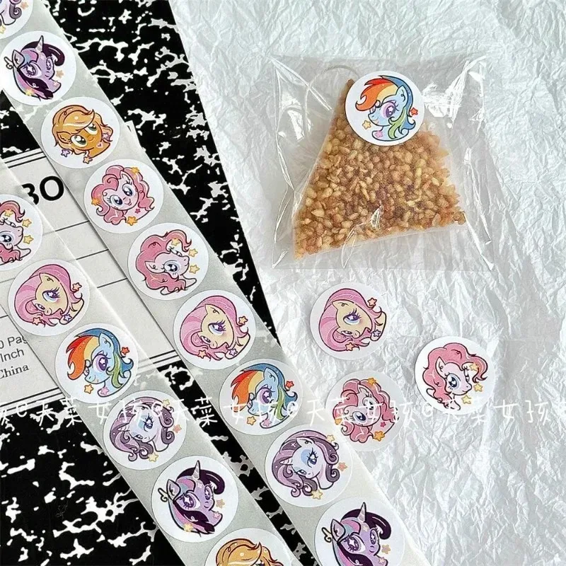 MINISO 500Pcs/set  Anime Cute My Little Pony Stickers Kawaii Round Seal Stickers Rolls Stickers Graffiti Wall Decor Wallpape