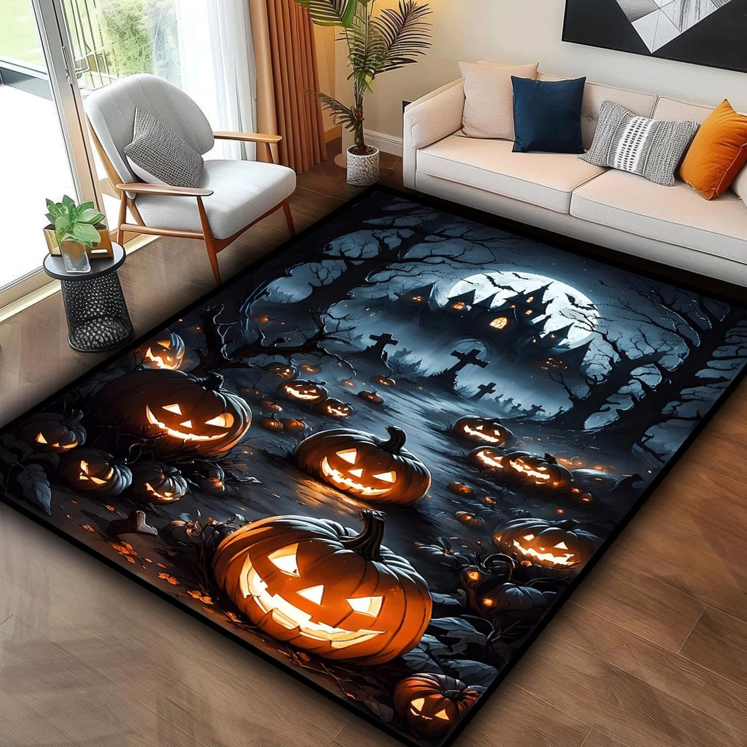 Halloween Carpet - Pumpkin Carpet - Haunted House Carpet - Spooky Halloween Decorations - Halloween Pumpkin Carpet - Halloween Home Decor - Halloween Gifts.