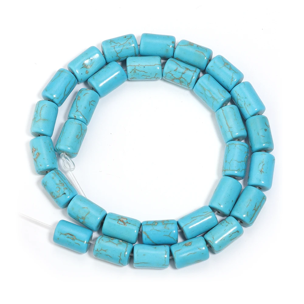 Natuurlijke Turkoois Stenen Kralen Blauw Wit Cilinder Buisvorm Losse Spacer Kralen Voor Sieraden Maken DIY Armbanden Accessoires