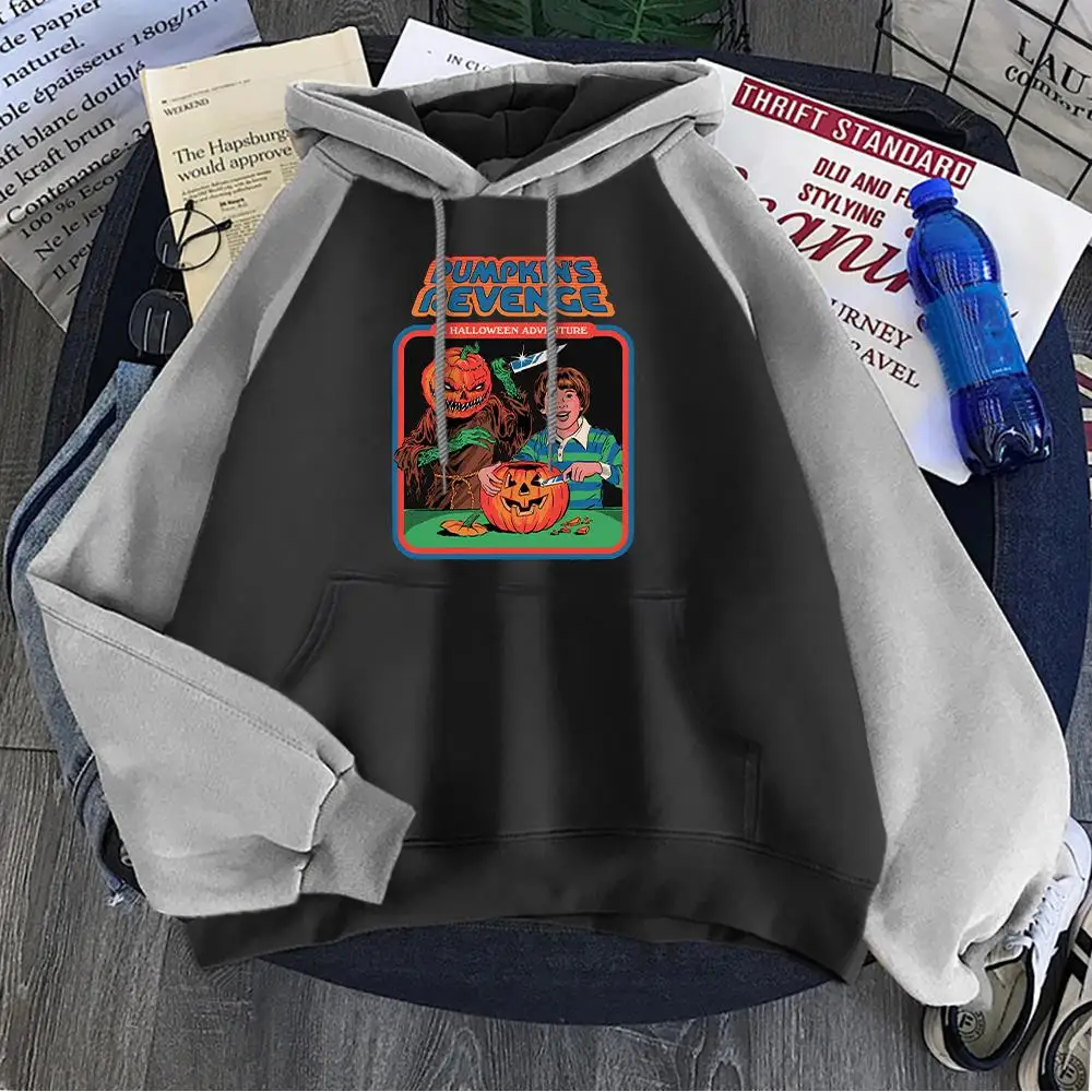 

Мужские толстовки в Корейском стиле, свитшоты с изображением мести, длинные страшные свитшоты с принтом на Хэллоуин, пуловеры с карманами, свободная теплая одежда