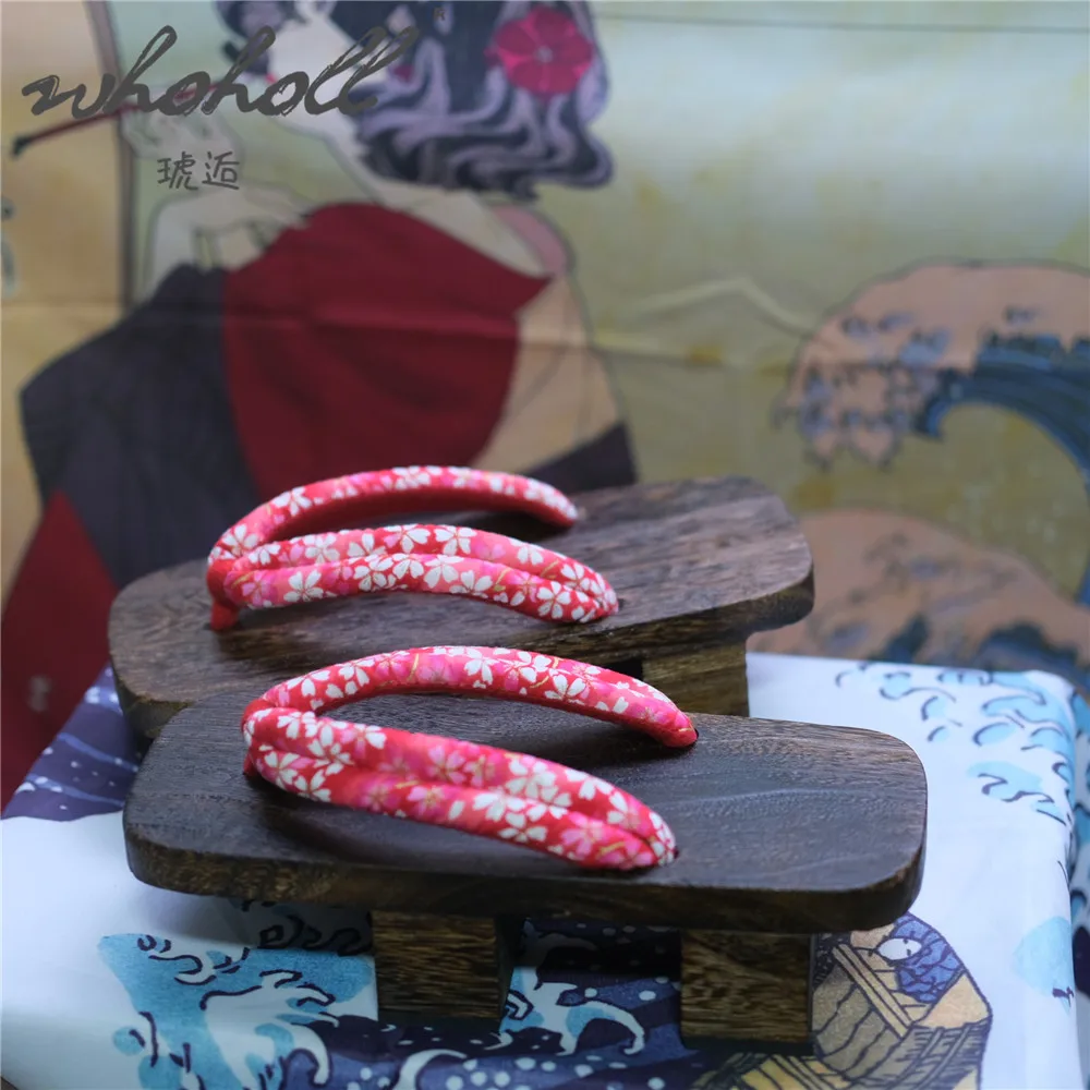 Genshin Impact Women Cos Geta Japanese Wood Clogs Shoes Summer Thick Sole Flat Slippers Women Flip Flops Slippers Cosplay Shoes 6