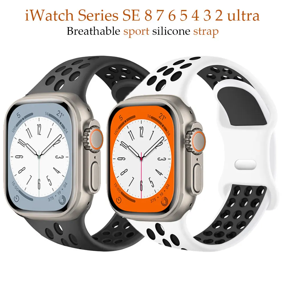 sports strap For Apple Watch band 45mm 44mm 40mm 49mm 41mm 42mm 45 mm Silicone bracelet correa apple watch Series 8 7 SE 6 5 4 3