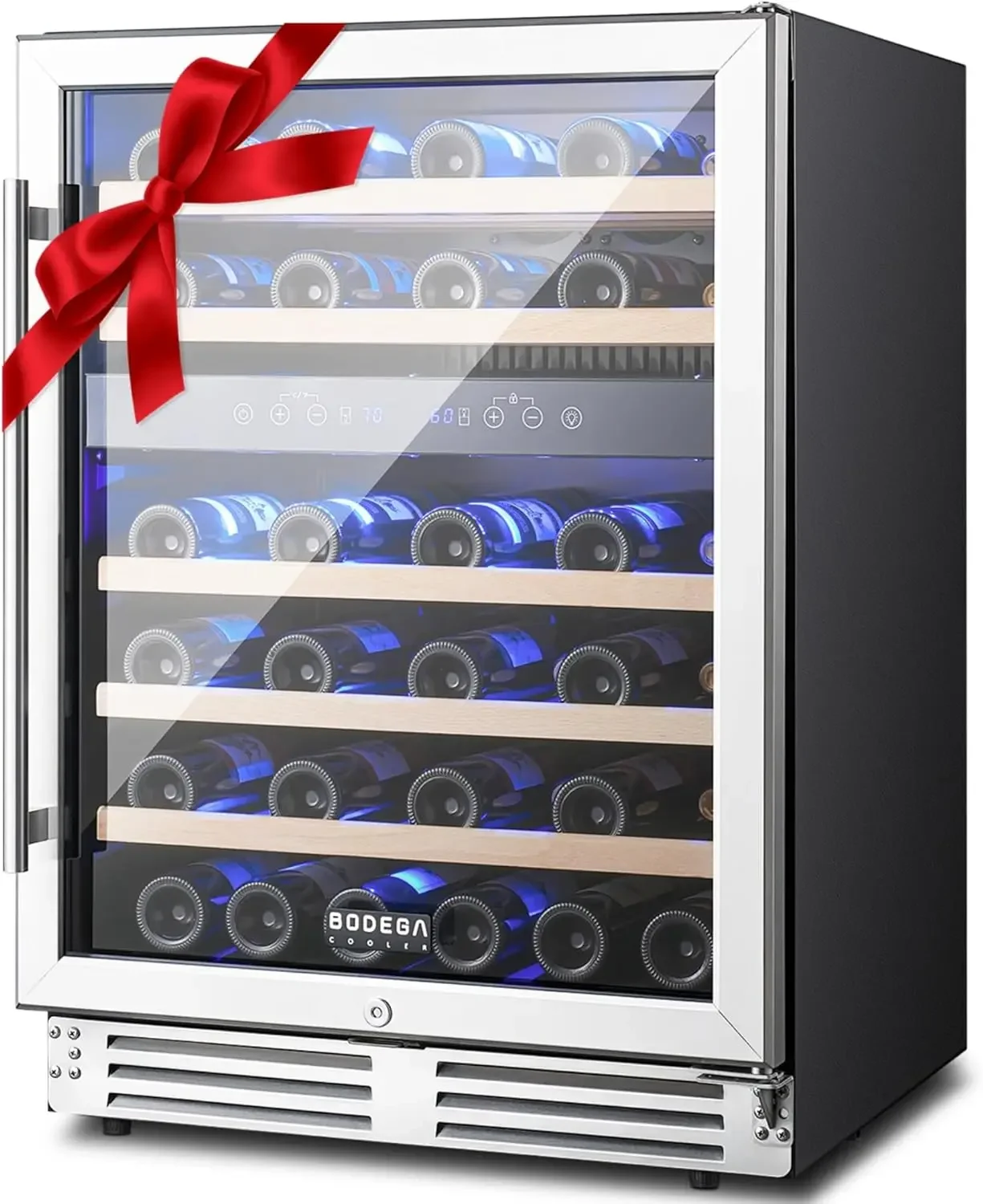 Wine Cooler, Dual Zone Wine Fridge with Double-Layer Glass Door, wine cooler refrigerator with Digital Temperatur