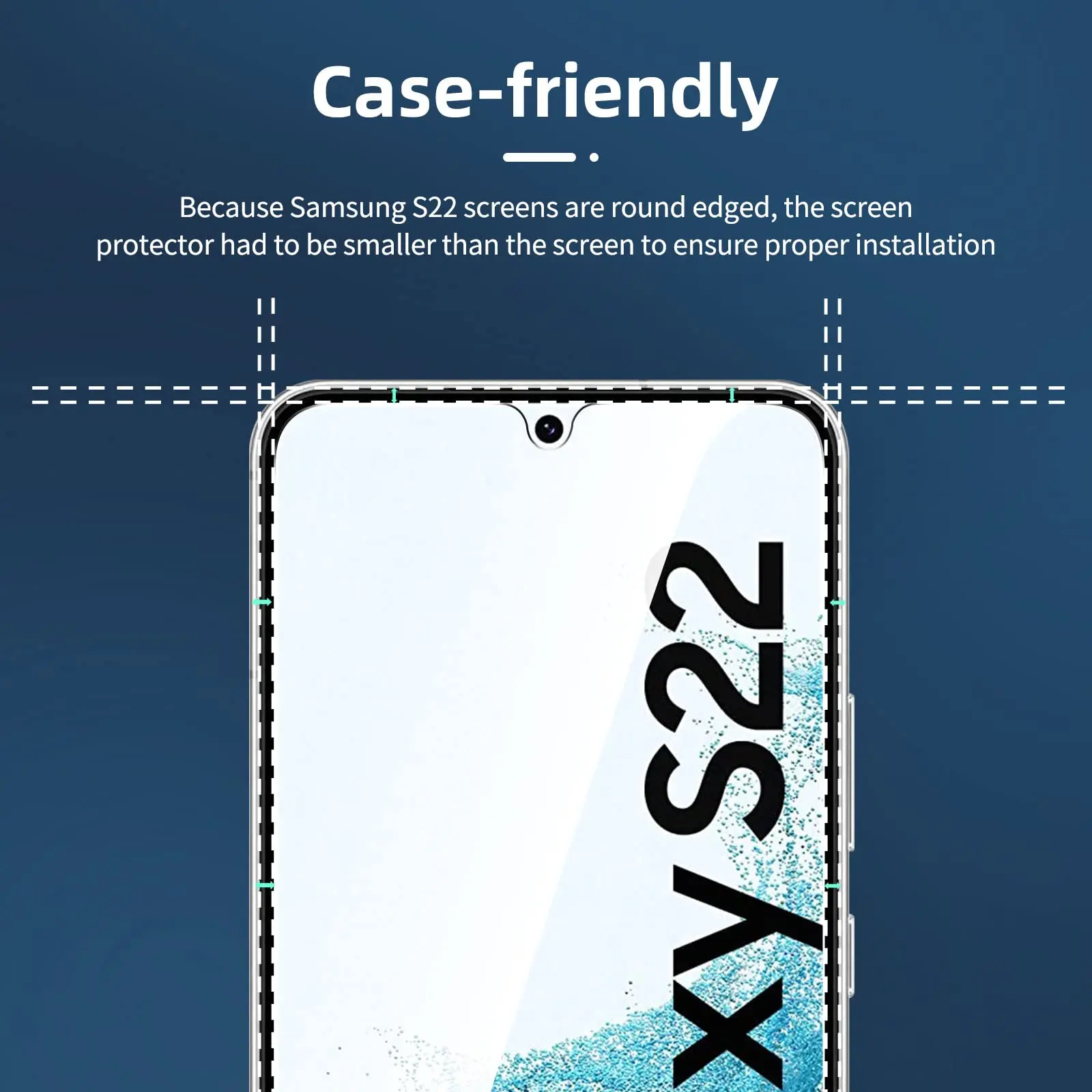 Displayschutzfolie für Galaxy S22 Samsung, gehärtetes Glas, Fingerabdruck-Entsperrung, HD-Kristall, 9H, 0,22 mm hoch, Aluminiumgehäuse, freundlich – Detail 3