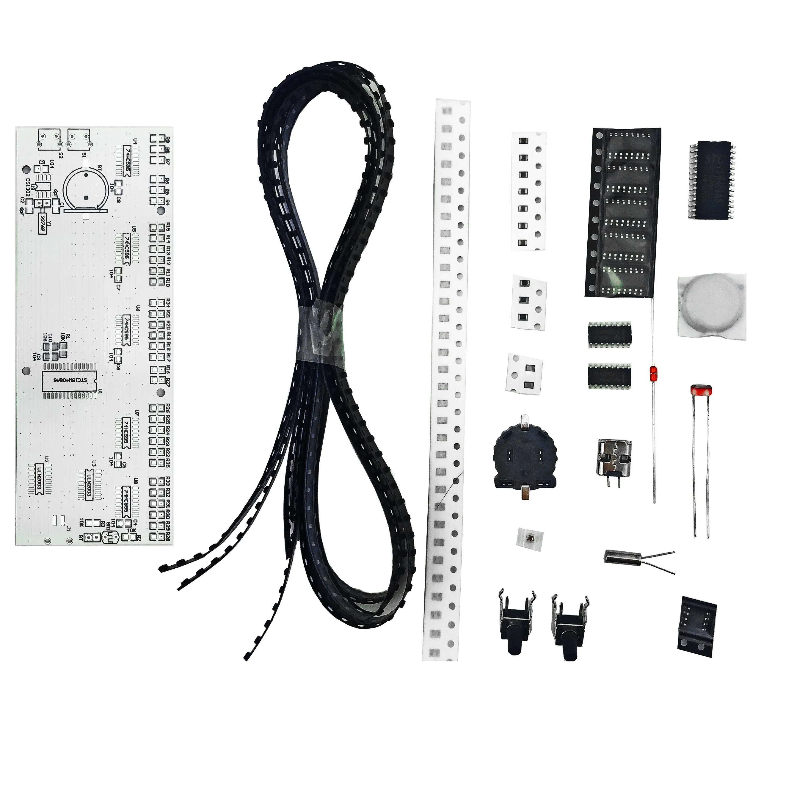 51 Microcontroller Chip LED Dot Matrix Clock Kit Light Control Electronic Clock DIY SMD Components Soldering Practice Boards