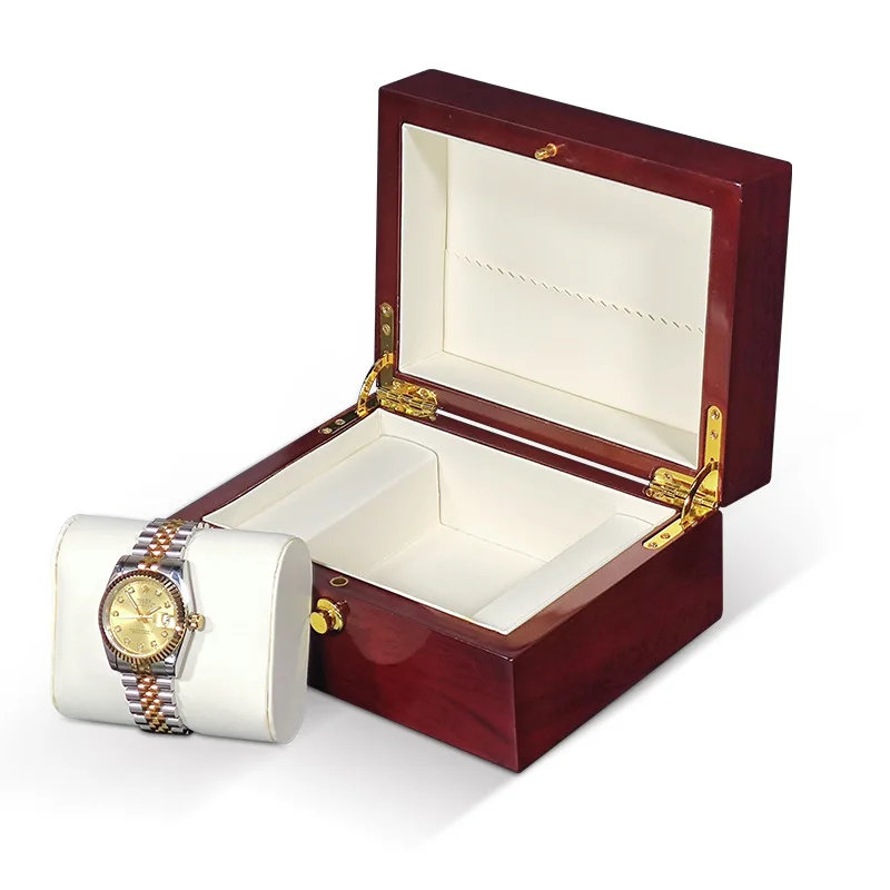 File clamshell watch box Jewelry box Watch bracelet storage box Collection box Rosewood grivain lacquered wooden box