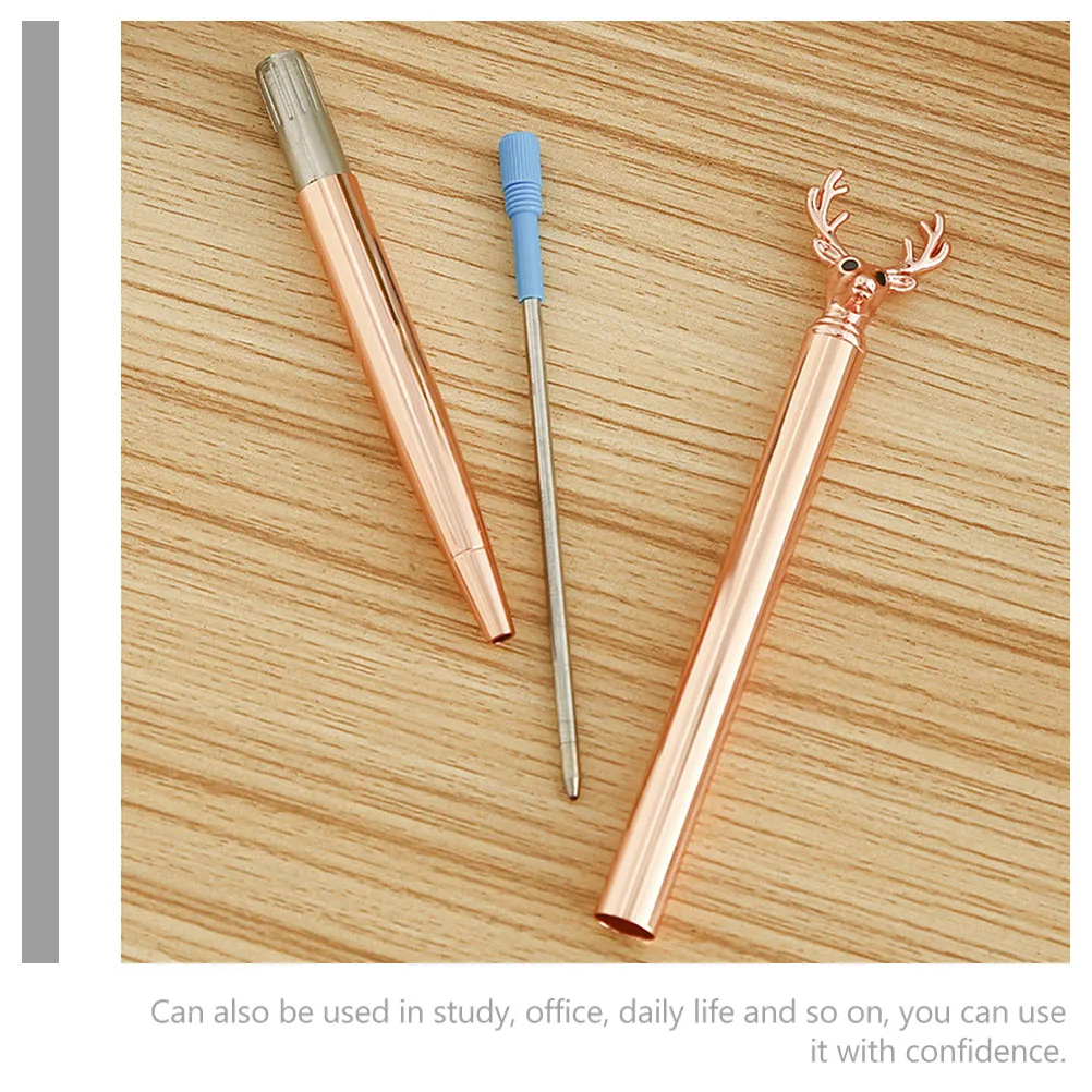 

3pcs Metal Ballpoint Pen Creative Deer Head Design Fine Tip Smooth Writing Pens for Students Kids School Supplies Gifts