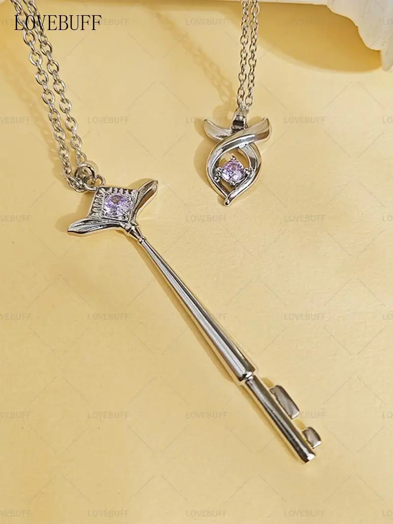 

Anime Love and Deepspace Xavier Birthday Card Cosplay Necklace Starlight Amulet Cartoon Key Pendants Collarbone Chain Xmas Gift