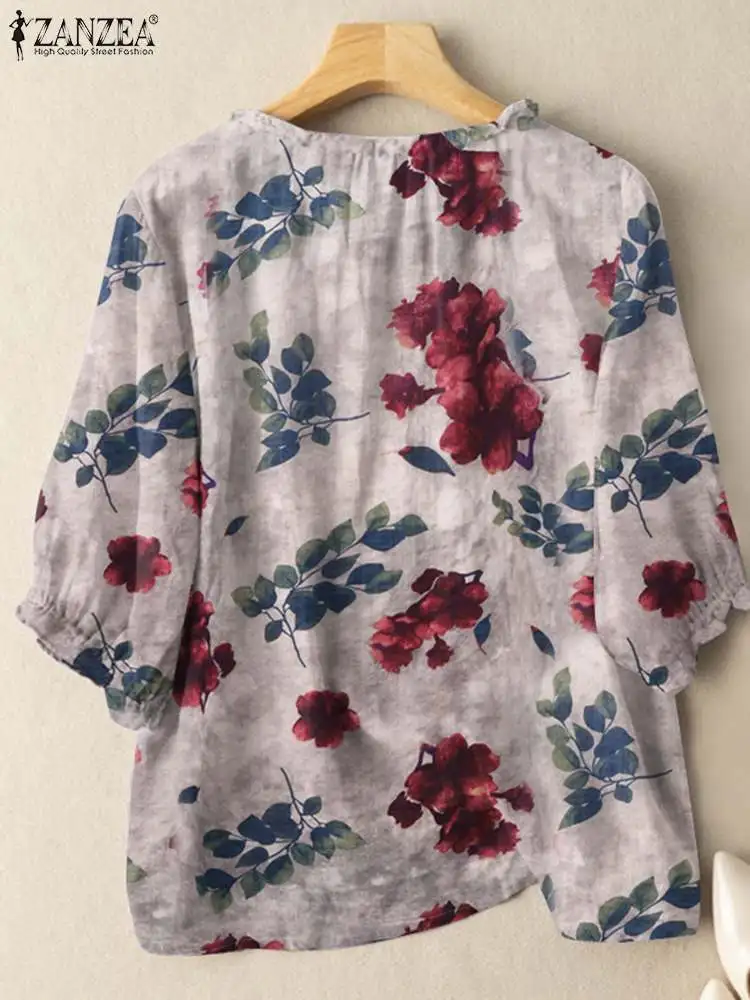 Vintage Floral Printed Shirt 2024 ZANZEA Summer Bohemain Female Blouse Women 3/4 Sleeve O Neck Blusas Casual Tops Tunic Femme