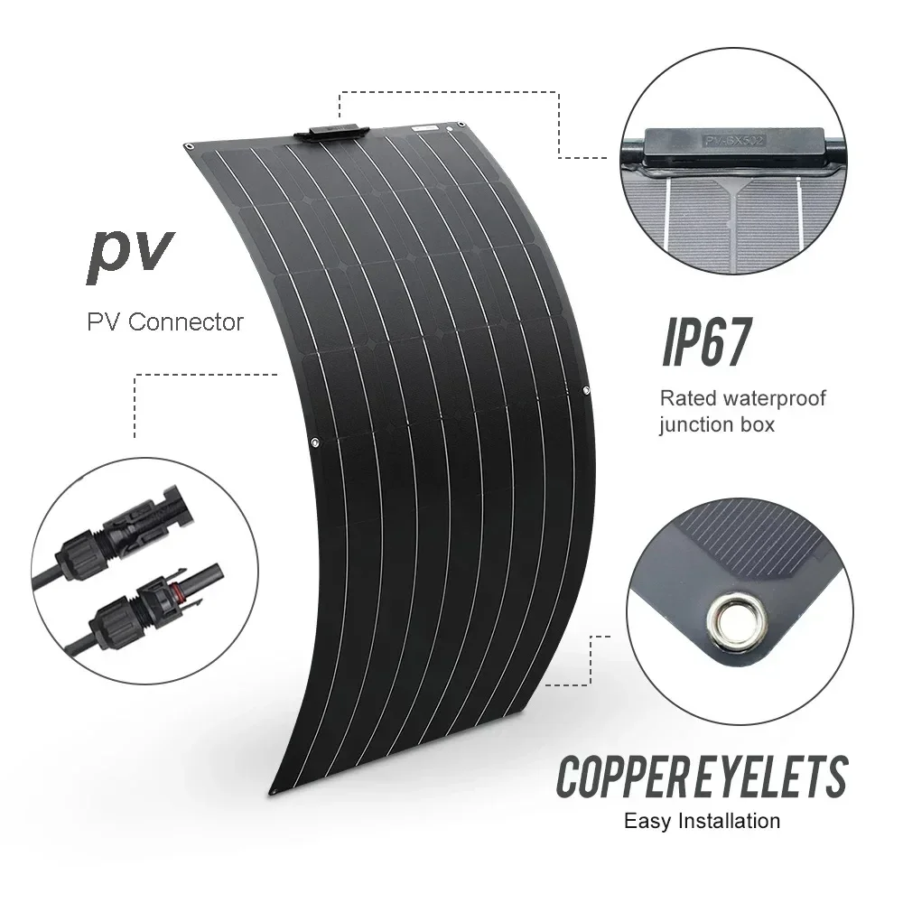 1500W 3000W Solar Panel System For Home/Ship Complete Kit With 100A Controller 110V 220V 2000W Inverter10Ah 30Ah LFP Battery